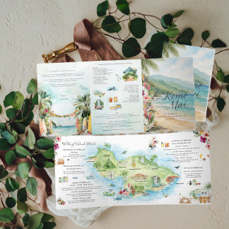 Wedding Weekend | Maui, Hawaii Tri-Fold Invitation