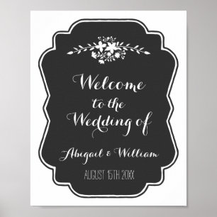 Wedding Welcome Custom Sign Floral Chalkboard Poster