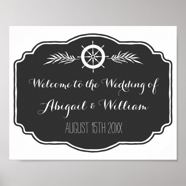 Wedding Welcome Custom Sign Nautical Chalkboard Poster (Vorne)