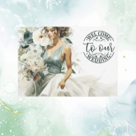 Wedding Welcome Dusty Blue Eucalyptus Green Begleitkarte