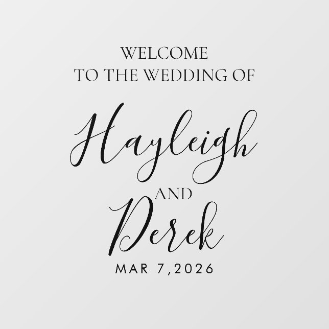 Wedding Welcome with Names and Date Fensteraufkleber (Blatt)