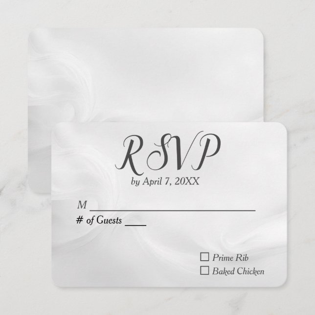 Wedding White Abstrakt UAWG RSVP Karte (Vorne/Hinten)