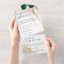 Wedding White All in save the date Emerald Green All In One Einladung