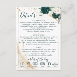 Wedding White Emerald Green Rose Floral Begleitkarte