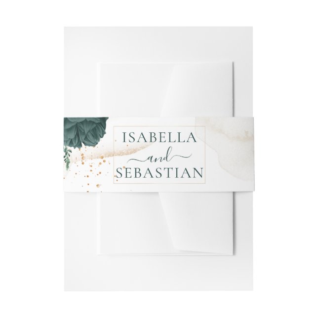 Wedding White Emerald Green Rose Floral Einladungsbanderole (Vorderseite Beispiel)