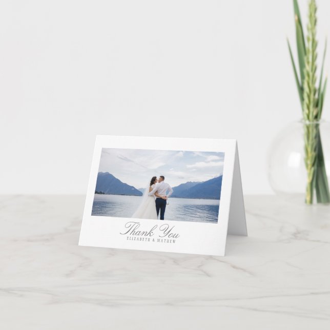 Wedding White Gray Dankeskarte (Vorderseite)