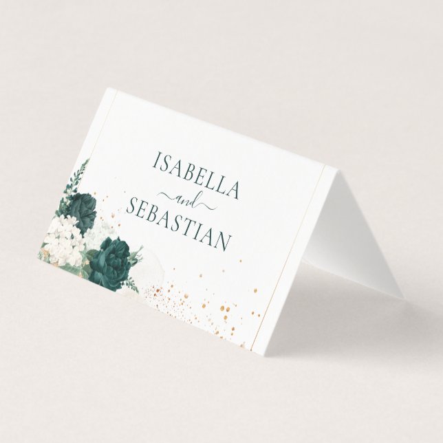 Wedding White QR Emerald Green Rose Floral (Back)