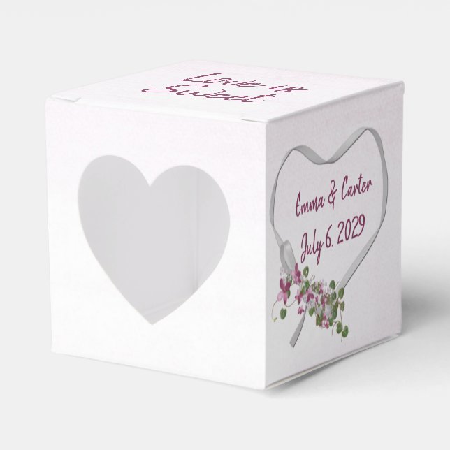 Wedding White Ribbon Herz Geschenkschachtel (Vorderseite)