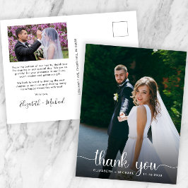 Wedding White Script Foto Overlay Vielen Dank Postkarte