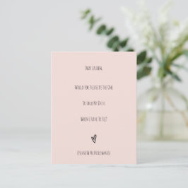 Wedding Will You Be My Bridesmaid Invitation Card Postkarte