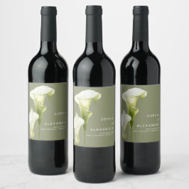 Wedding  Wine Label "Delicate Calla Lilies" Weinetikett