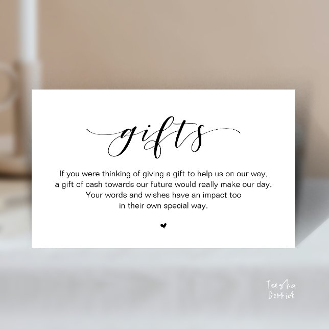 Wedding Wishing Well, A Note On Gifts Begleitkarte (Beautiful Elegant Wedding Wishing Well, A Note On Gifts Enclosure Card in Black and White)