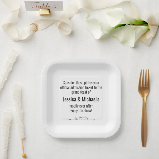 💍 Wedding Witty Minimalistisch Elegant Pappteller (Hochzeit)