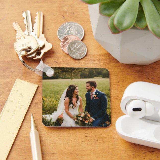 WeddingCouple Metal Square Schlüsselanhänger, 2,25 Schlüsselanhänger (Schreibtisch)