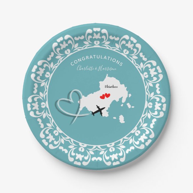 Weddings Destination Skiathos Griechenland Pappteller (Vorderseite)
