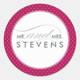 WEDDSTICKER SIEGEL Modernes, rosafarbenes Fleckche Runder Aufkleber