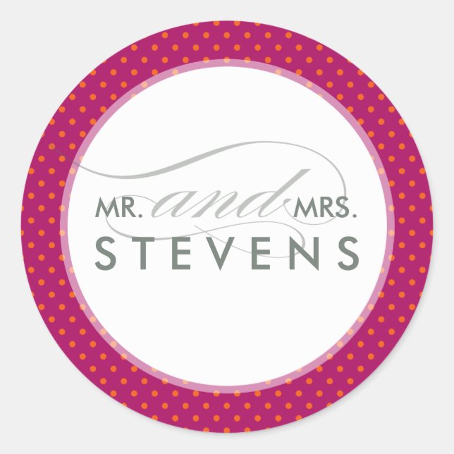 WEDDSTICKER SIEGEL Modernes, rosafarbenes Fleckche Runder Aufkleber (Vorderseite)