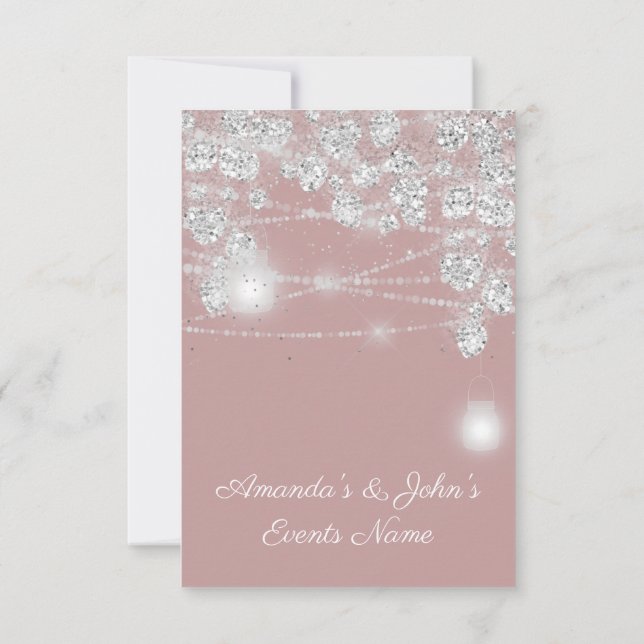 Wedellicht Jars Glitzer Grau Smoky Rose Einladung (Rückseite)