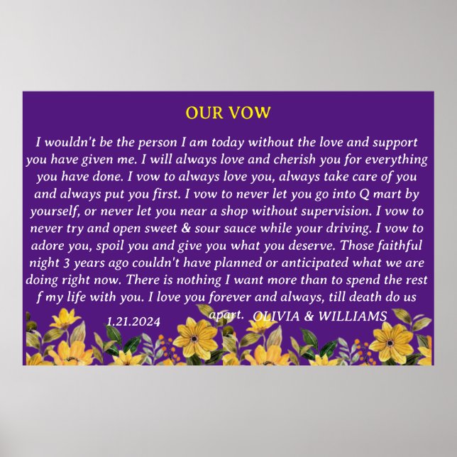 WEDEN VOW I TUN MODERN IN LILA MIT BLUME POSTER (Vorne)
