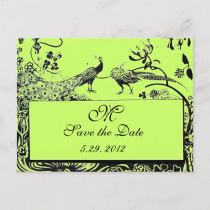WEDEND LIEBE VÖGEL MONOGRAM schwarz-weiß grün Postkarte
