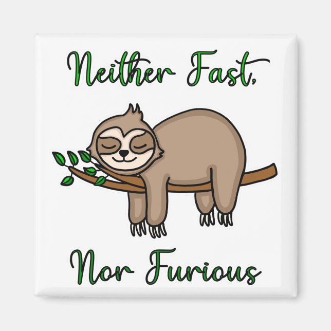 Weder schnell noch zorniger Lazy Sloth auf Baumzwe Magnet (Vorne)