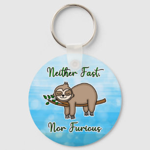 Weder schnell noch zorniger Lazy Sloth auf Baumzwe Schlüsselanhänger