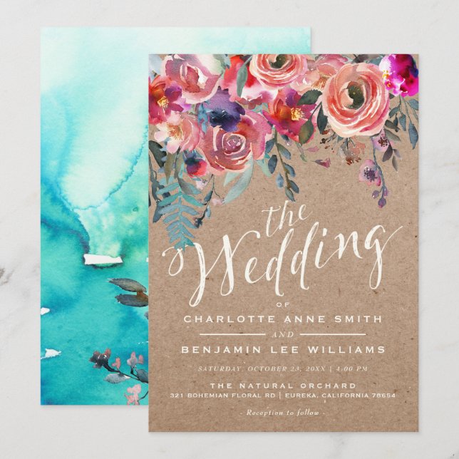 WEDERINVITATION| Eleganter, rustikaler Frühling Einladung (Vorne/Hinten)