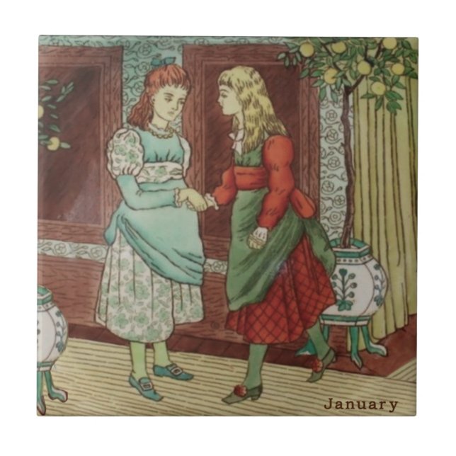 Wedgwood Januar Kalendermonate Vollfarben Repro Fliese (Vorderseite)