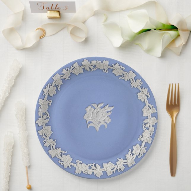 Wedgwood Style Blue Jasperware Look Polterabend Pappteller (Hochzeit)