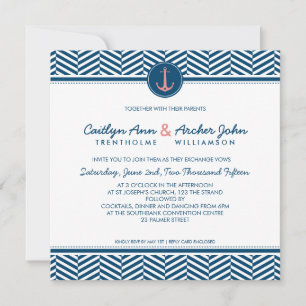 WEDING INVITE nautischer Anker Herz Marinekoralle Einladung
