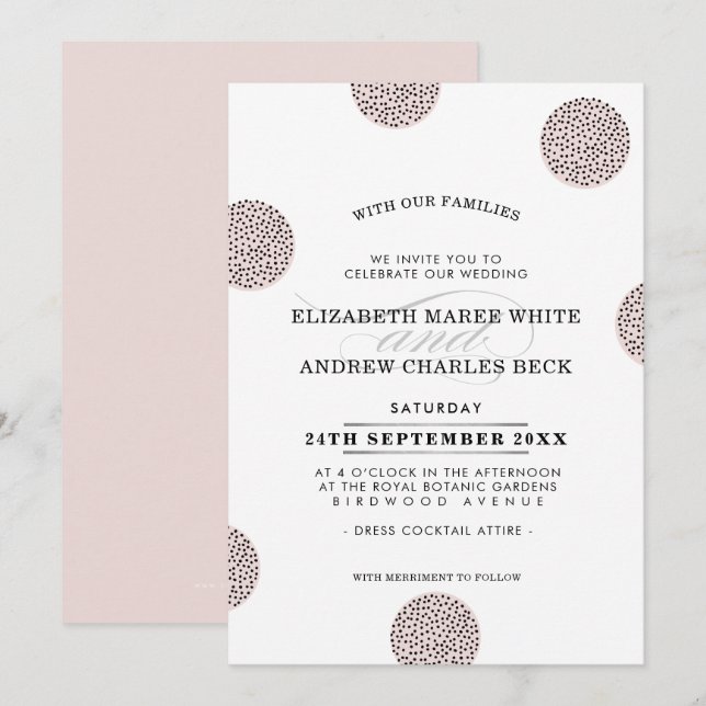 WEDING INVITE schick minimalistisch Mini Dot blass Einladung (Vorne/Hinten)
