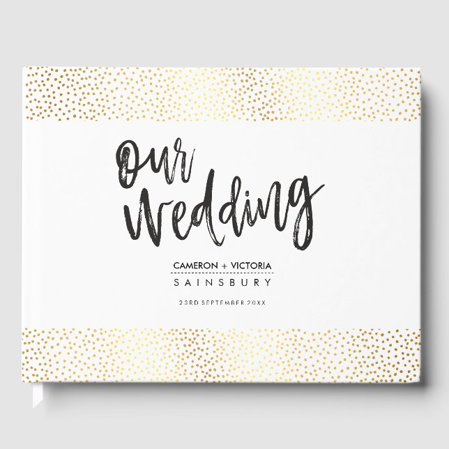 WEDING KEEPSAKE Gold Konfetti bearbeitet Gästebuch (Vorderseite)
