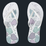 WEDING SHOES | Modern Seashells Dusty Blue Lilac Flip Flops<br><div class="desc">Funky dusty blue und lilac seashell design. Handgeschriebene Kalligraphie, die Trauzeuge sagt - perfekt für den Trauzeuge, am Strand für seine beste Bud's Hochzeitszeremonie zu tragen. Design erstellt für TheBarefootBride™ durch © WhimsicalArtwork™. Das ist Teil einer Sammlung von Hochzeitsartikeln mit passendem Hochzeitszubehör, Babydusche und anderen Veranstaltungsartikeln. Kontaktieren Sie uns, wenn...</div>