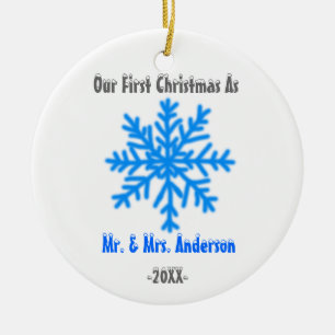 Weds eben erste Weihnachtszusammen Schneeflocke Keramikornament