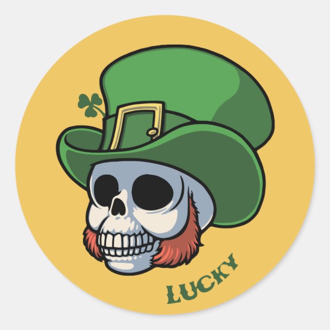 Wee Leprechaun Skull Runder Aufkleber (Vorderseite)