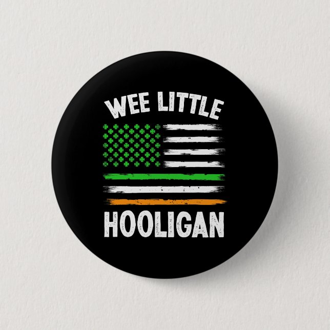 Wee Little Hooligan Fun St Patrick's Day Kleeblatt Button (Vorderseite)