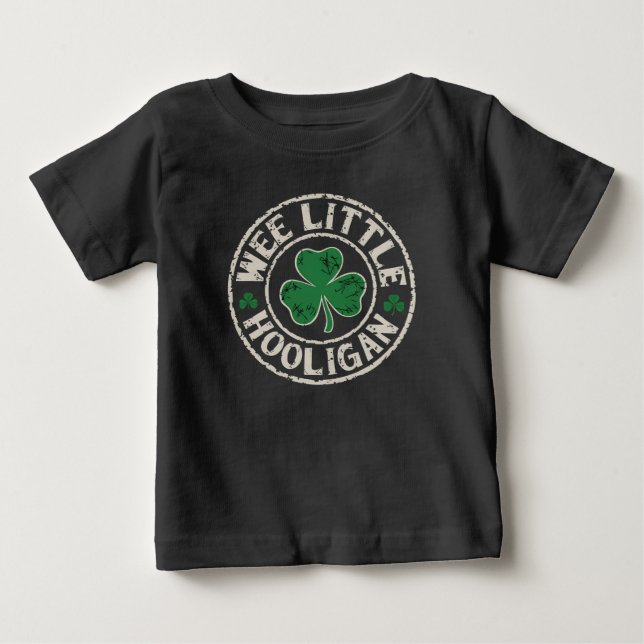 Wee Little Hooligan Kleeblatt St Patrick's Day Baby T-shirt (Vorderseite)