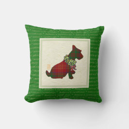 Wee Scottie Dog Merry Ruff! Ruff! 16 Zoll x 16 Zol Kissen