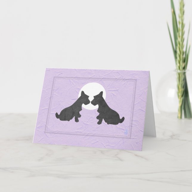 Wee Scottie Puppy Liebe Valentine's Day on Lavende Karte (Vorderseite)