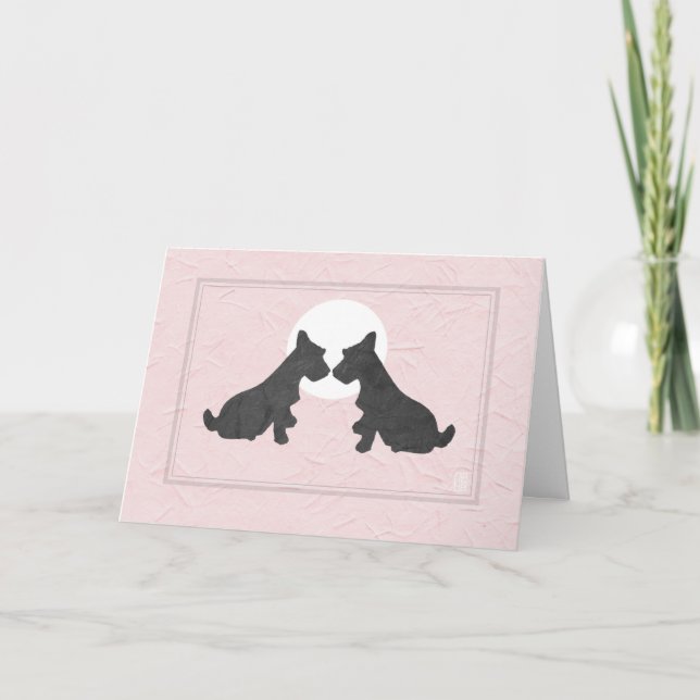 Wee Scottie Puppy Liebe Valentine's Day on Pink Karte (Vorderseite)