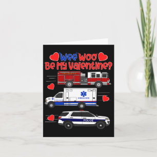 Wee Woo Be My Valentine Feuerwehrwagen Ambulanz Po Karte