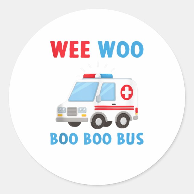Wee Woo Boo Bus Ambulance EMS EMT Parame Runder Aufkleber (Vorderseite)