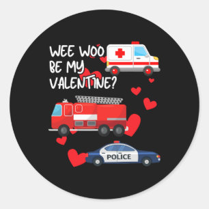 Wee Woo Sei Mein Valentins-Feuerwehrauto Krankenwa Runder Aufkleber
