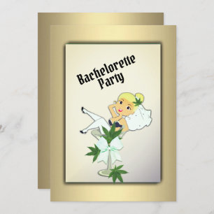 Weed Gold Bachelorette Party Invitation