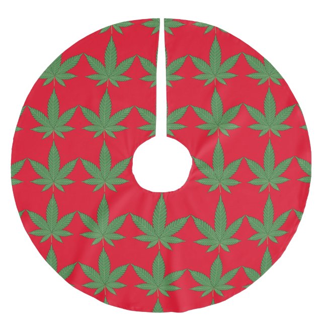 Weed Leaf Christmas Polyester Weihnachtsbaumdecke (Vorderseite)