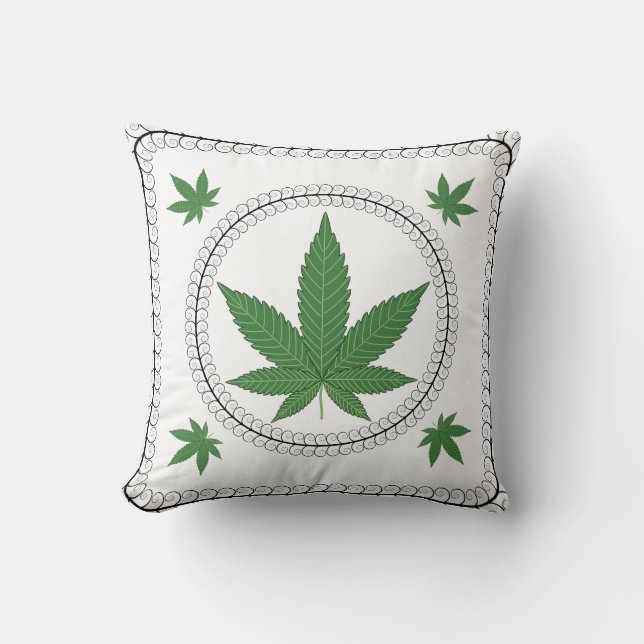 Weed Leaf Tree Swirl Trim Kissen (Vorderseite)