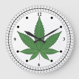 Weed Leaf Tree Swirl Trim Personalisiert Große Wanduhr