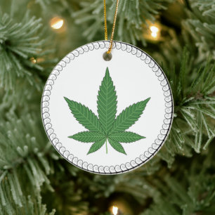Weed Leaf Tree Swirl Trim Personalisiert Keramik Ornament