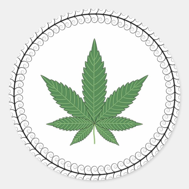 Weed Leaf Tree Swirl Trim Personalisiert Runder Aufkleber (Vorderseite)