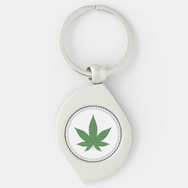 Weed Leaf Tree Swirl Trim Personalisiert Schlüsselanhänger (Vorderseite)